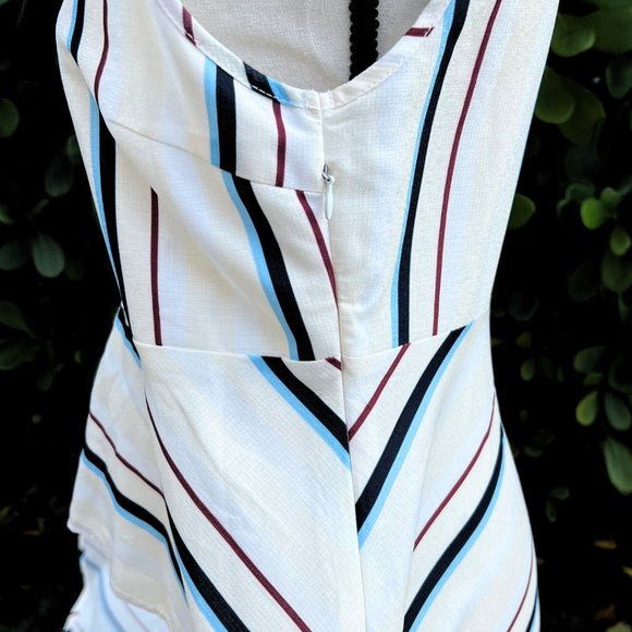 English Factory Dramatic Sleeveless High Low Poplin Striped Shirt M - Picture 14 of 15